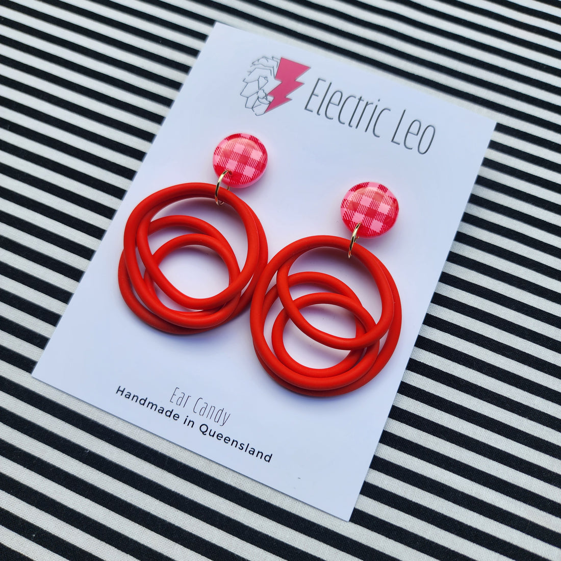 Red Gingham Big Squiggles