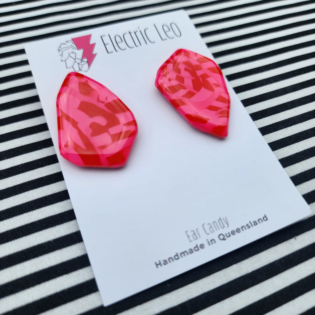 Pink and Red Camo Geode Ear Candy Studs