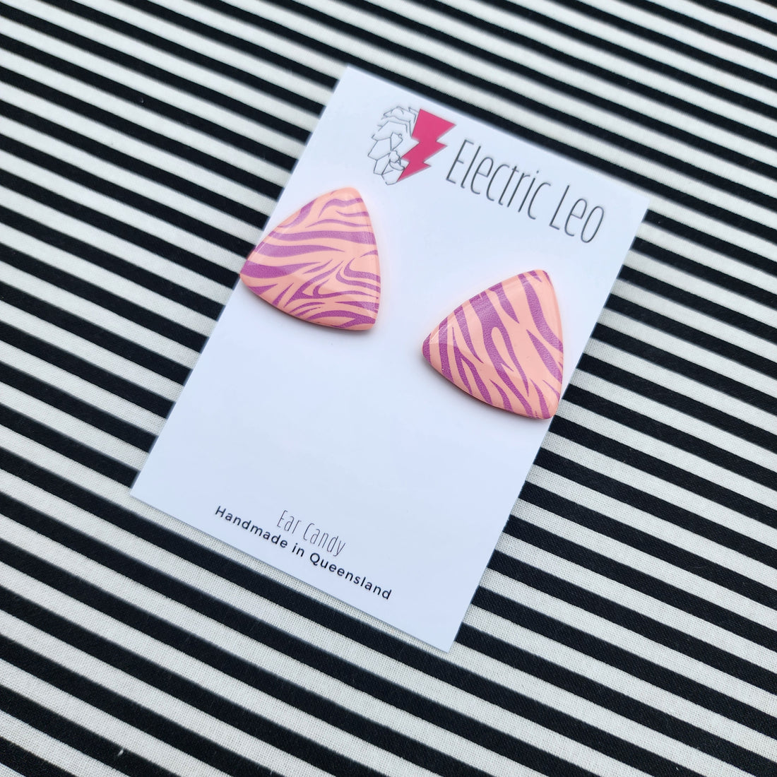 Peachy Zebra MIDI Triangular  Ear Candy Studs