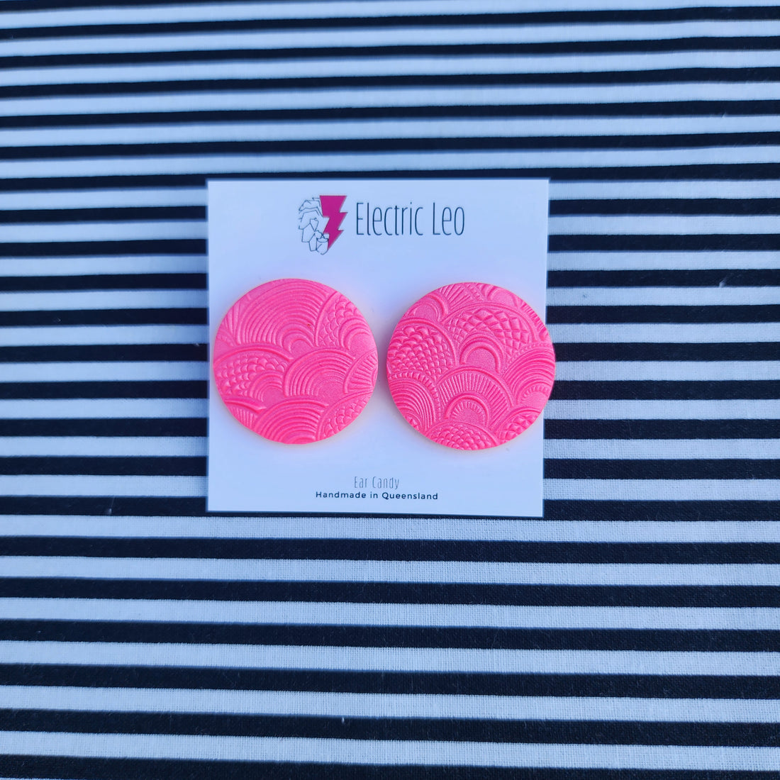 Pink Rainbow Textured Studs 3cm - Ear Candy