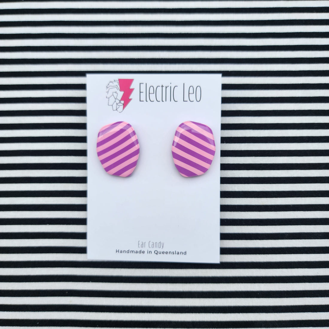 Pink and Lilac Zebra Studs - Ear Candy