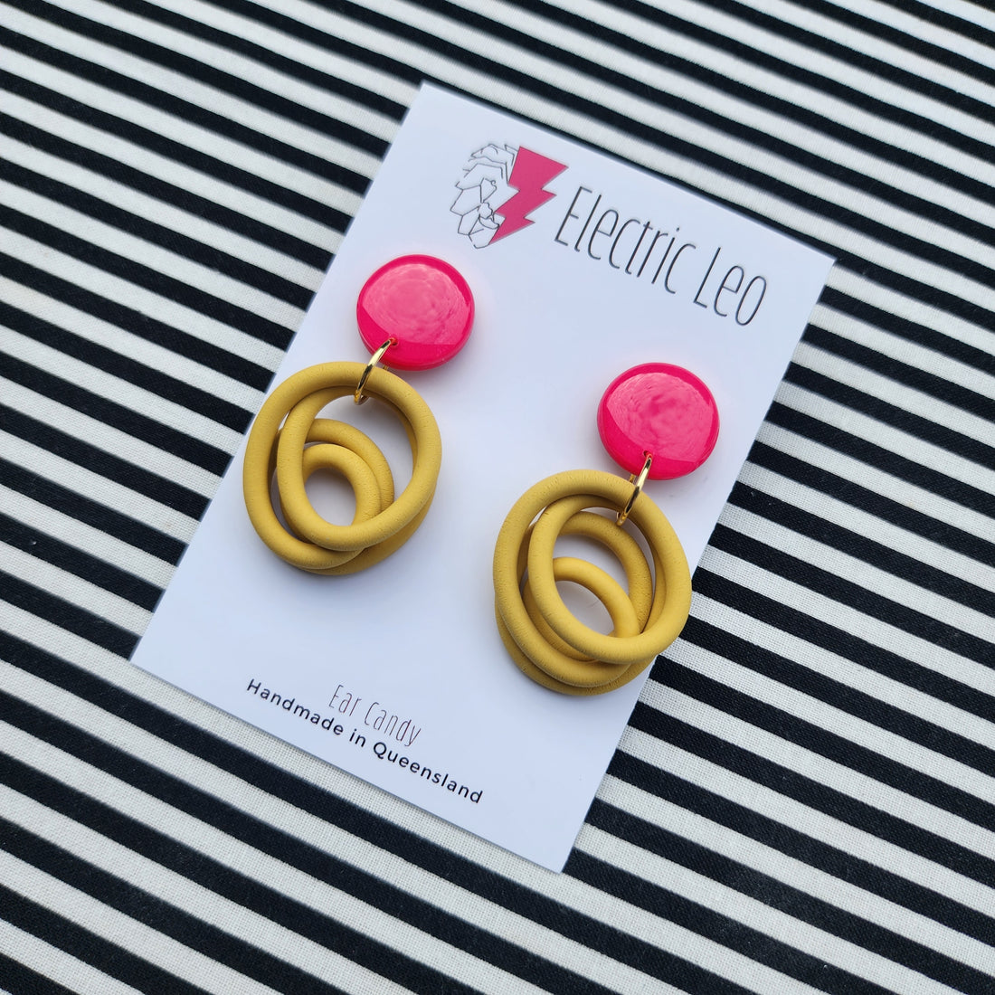 Mustard / Hot Pink Little Squiggles