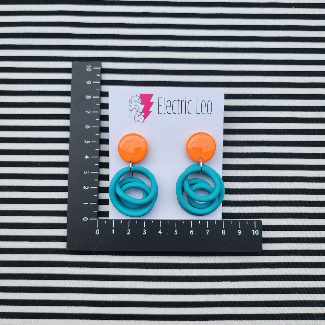 Turquoise Green / Orange Little Squiggles