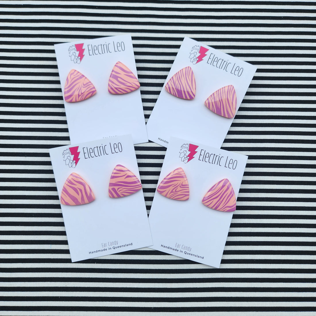 Peachy Zebra MIDI Triangular  Ear Candy Studs