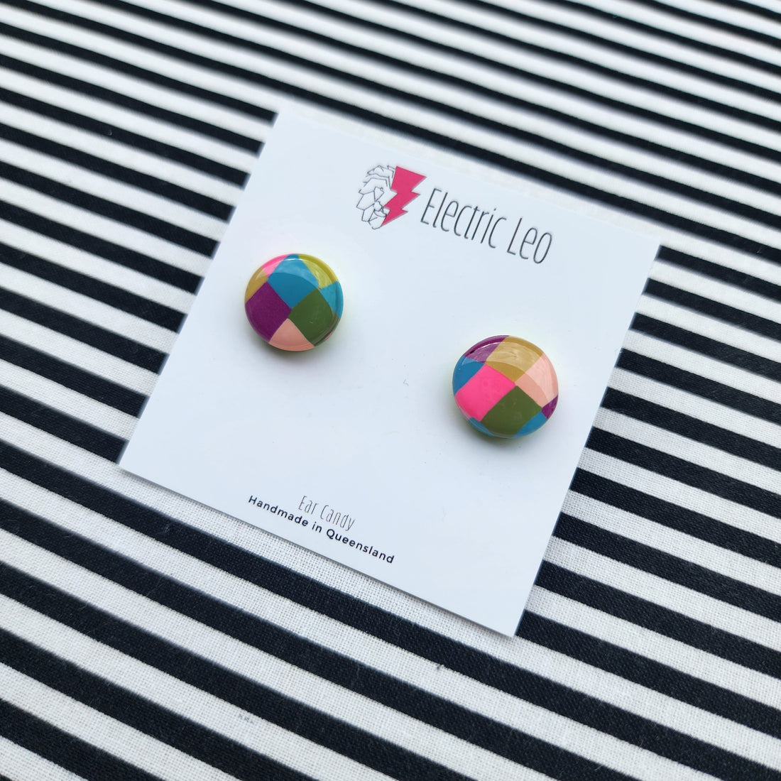 Winter Picnic Rug Ear Candy Studs - 1.5cm