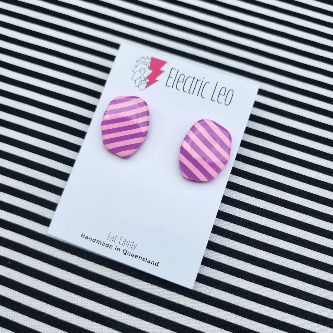 Pink and Lilac Zebra Studs - Ear Candy