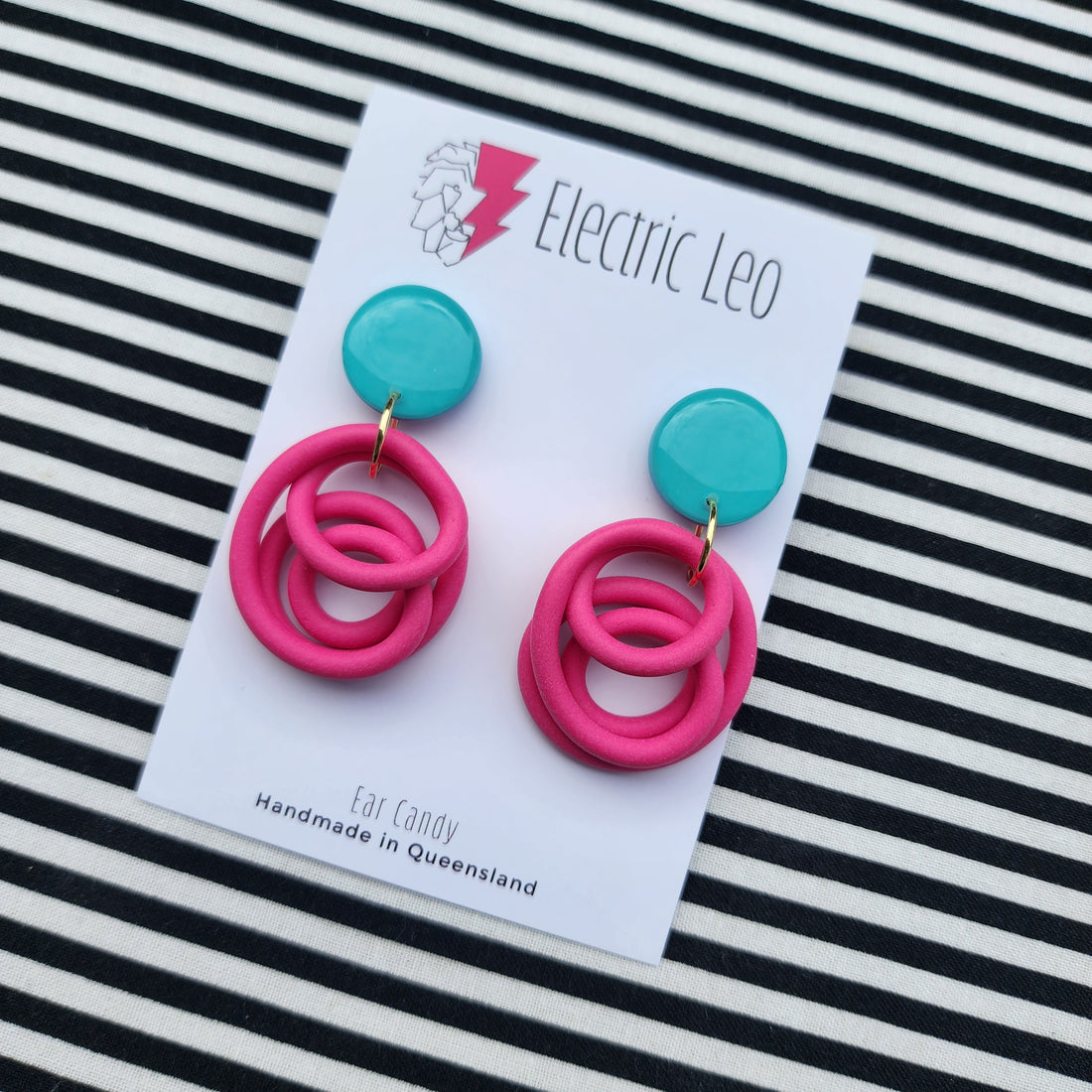 Pinkish Red / Turquoise Blue Little Squiggles