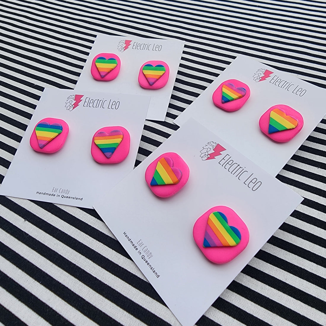 Rainbow Vibe Christmas Heart Studs- 2cm